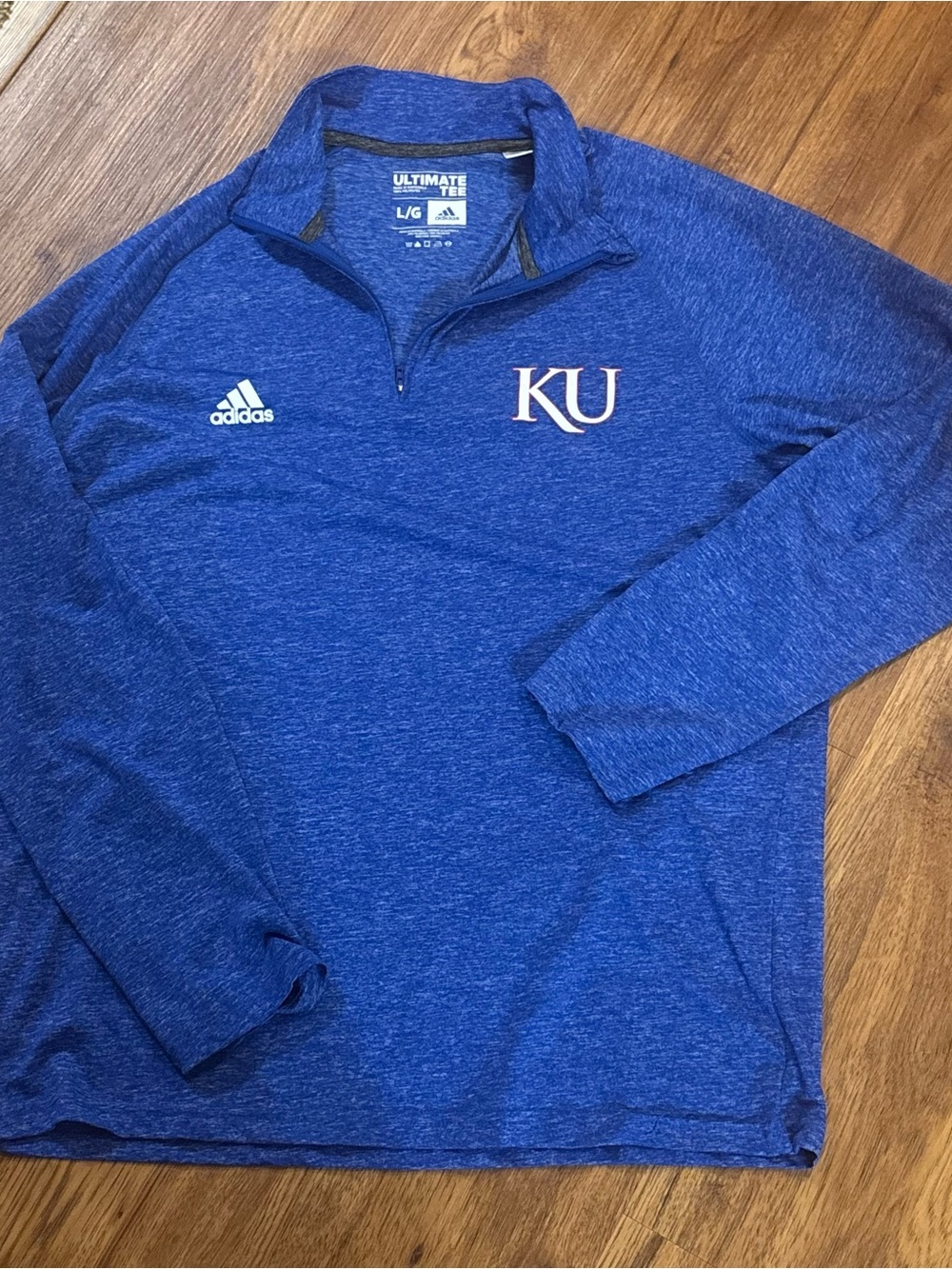 adidas Blue KU Heathered Quarter-Zip Pullover